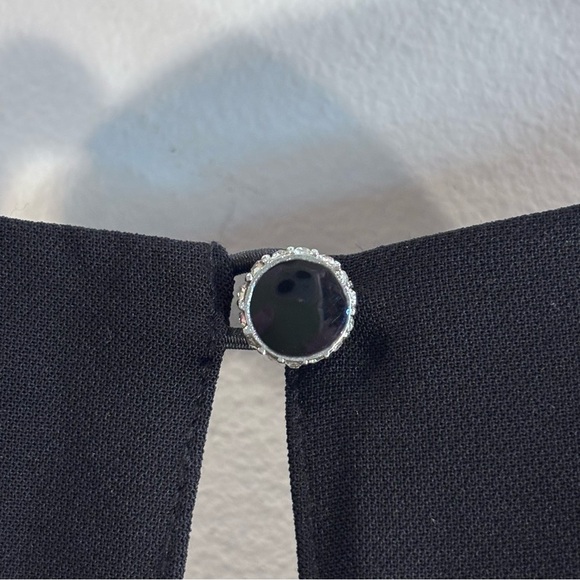 TED BAKER Sz 0 Elegant Black Over the Knee Dress Sheer Sleeves Jeweled Neckline - Picture 9 of 13